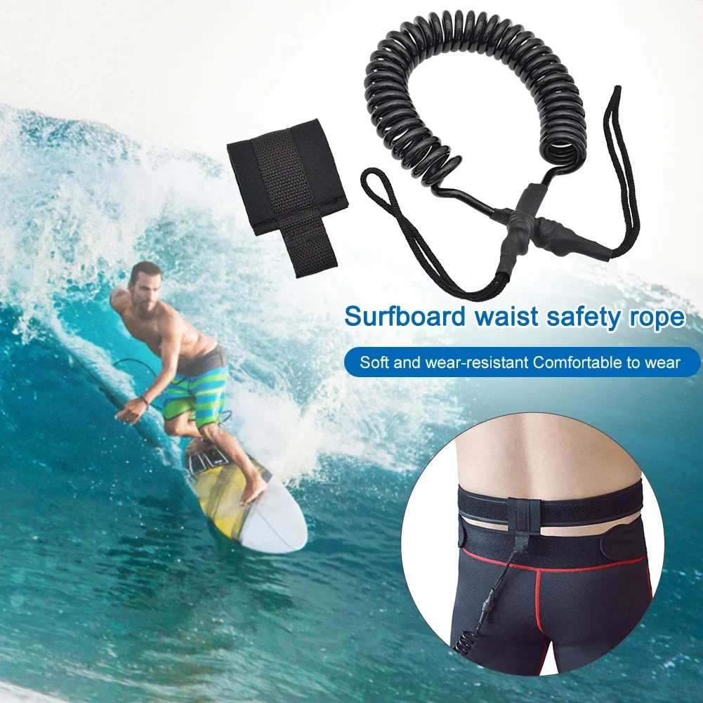 6mm Safety Board Leash TPU Spring Rope Surfing Waist Rope Replacement Leash Waist Belt for Surfing/Standup Paddle Board/Kayak
