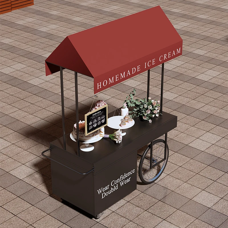 

Nordic mobile stall square float outdoor wrought iron dining car night market cart scenic area sales truck coffee drink truck