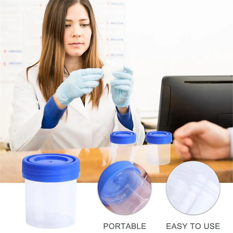 50 pcs 40ml Urine Collection Sample Bottle Container Specimen Cup Laboratory Cylinder Plastic Color Send Random