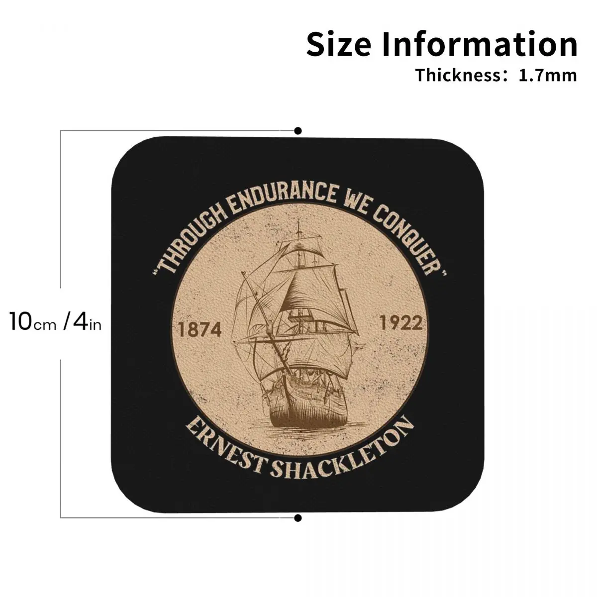 Sir Ernest Shackleton Through Endurance We Conqu Coasters PVC Leather Placemats Non-slip Coffee Mats for Dining Pads Set of 6