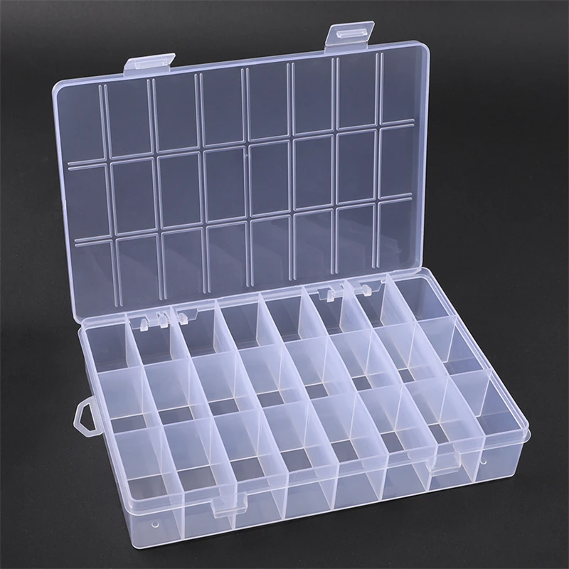 24 Grids Practical  Compartment PP Plastic Storage Box Round Beads Jewelry Earring Bead Screw Holder Case Display Organizer Cont