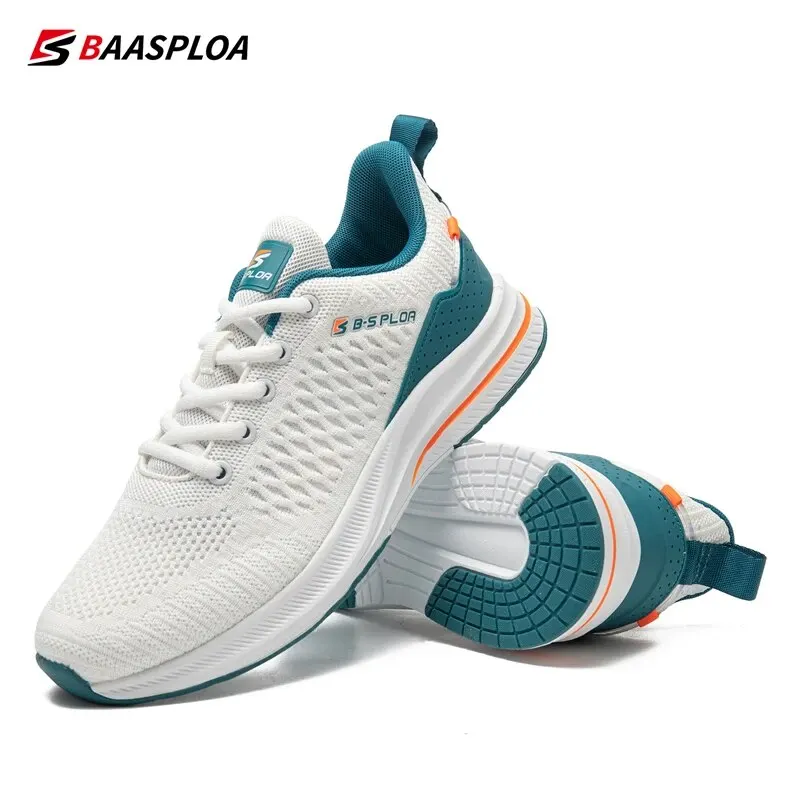 Baasploa Men Sport Shoes Breathable Mesh Casual Sneakers Male Comfort Classic Lightweight Running Shoes Lace Up Antiskid