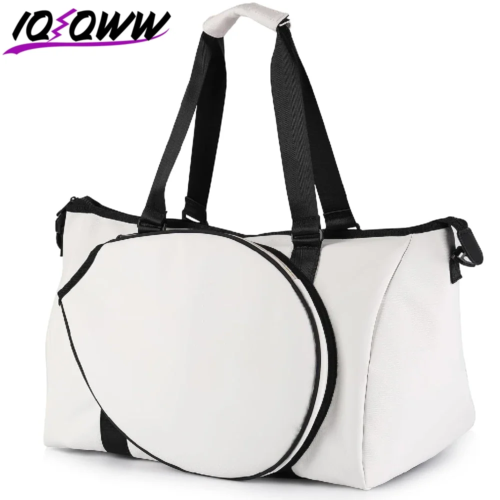1PCS Women's Tennis Travel Bag with Exterior Drawstring Racket Holder, Separate Shoe Compartment, Wet Pocket & Laptop Sleeve