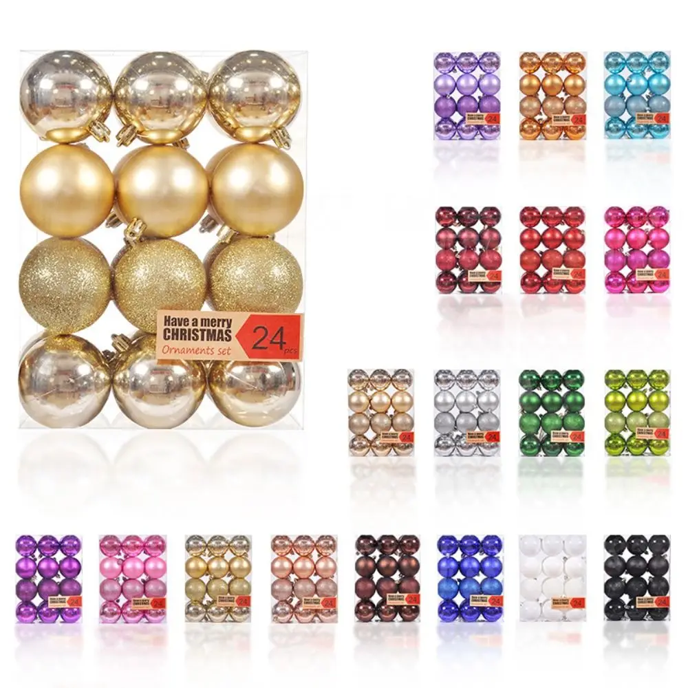 24PCS Fashion Plastic Christmas Ball Set 3cm 10 Colors Xmas Ornament Ball Suspensable Christmas Tree Balls Storefront - view 4