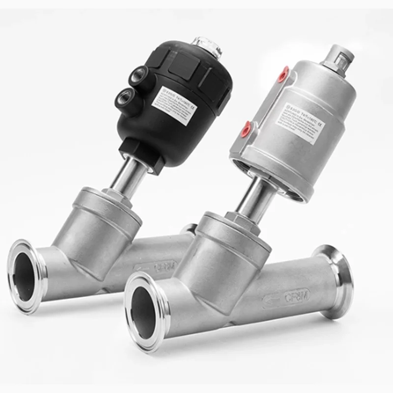 Y-Type Quick Install Angle Seat Valve 304 Stainless Steel Head Pneumatic Chuck Clamp High Temp Resistant for Industrial Use