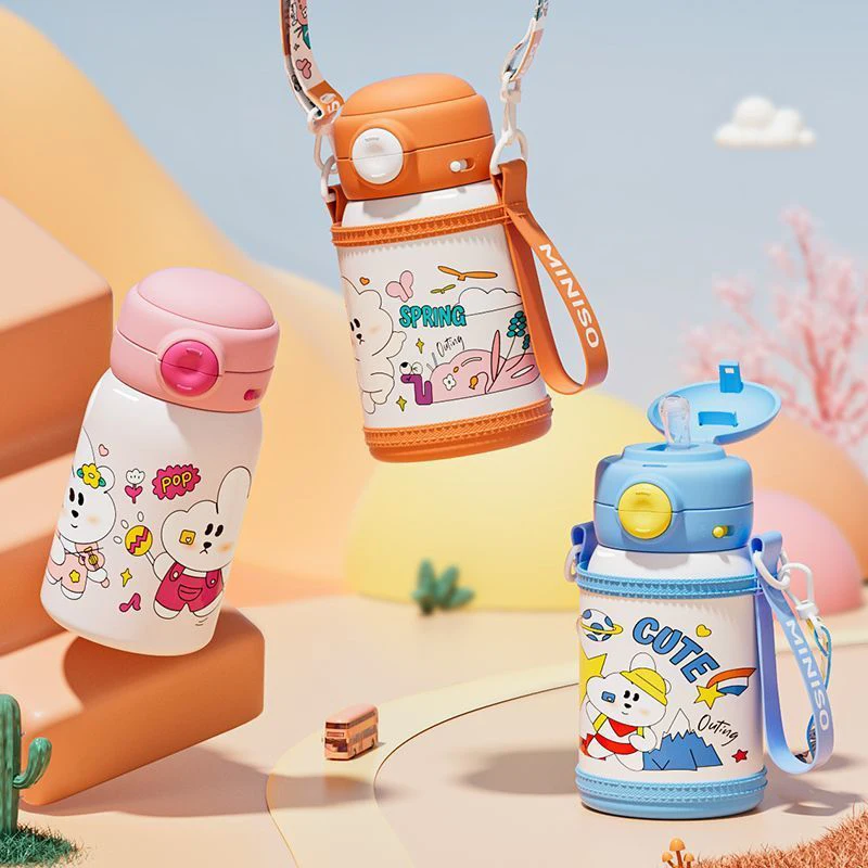 

Детский соломенный термос Mingchuang Premium, школьная чашка для воды из нержавеющей стали 316, портативный и красивый чайник