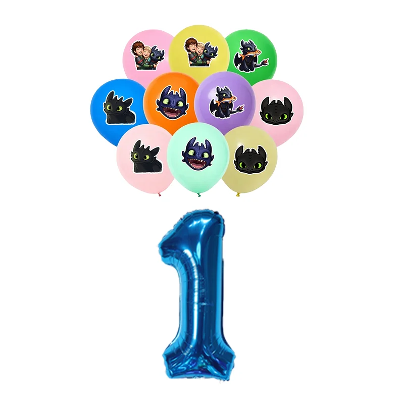 11pcs12 Inch How To Train Your Dragon Color Latex Balloon Children's Happy Birthday Party Decoration Baby Shower Globos Toy view 3