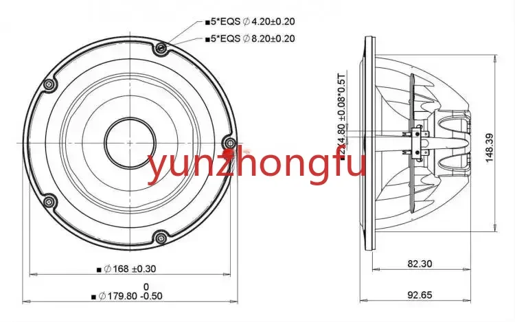 Suitable for NE180W-08 6.5 inch reed wood fiber basin aluminum frame, medium and bass speaker