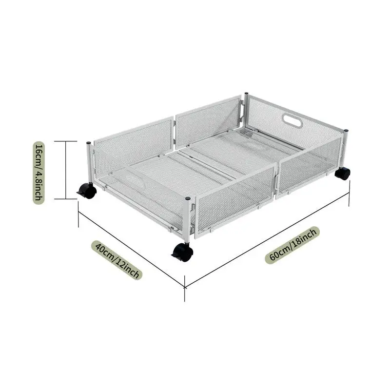 Under Bed Storage with Wheels Foldable Shoe Organizer Containers Under Bed Storage Bins Space-Saving Metal Drawer Large Capacity