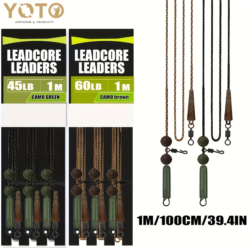 YOTO Gebrauchsfertiges, gebündeltes Blei-Kern-geflochtenes Schnurset zum Karpfenangeln mit schnell wechselnden, drehbaren Tackle-Armaturen, Rigtrip