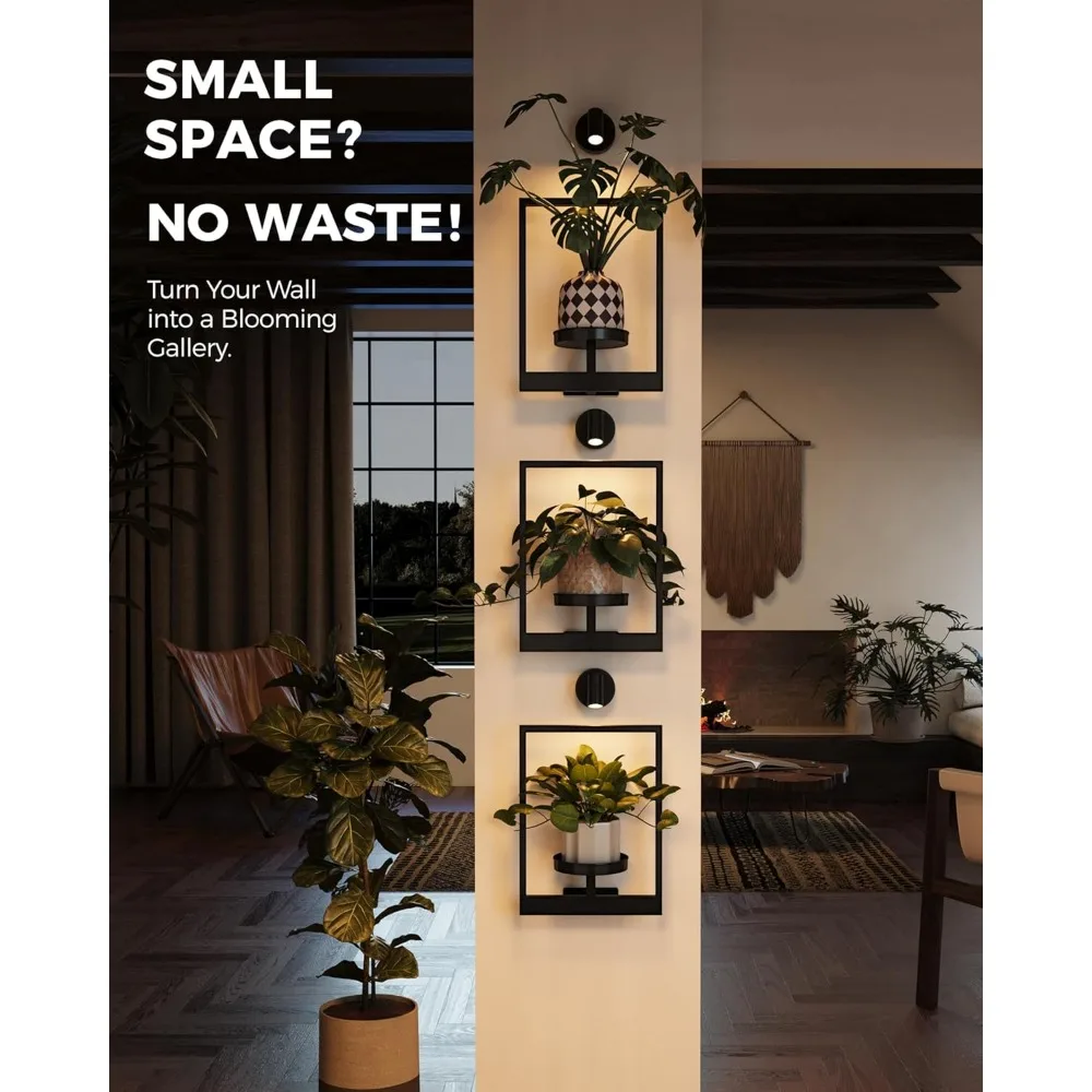 Maceteros de pared para colgar en interiores con luces de cultivo integradas para jardinería vertical
