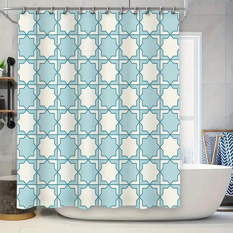 

Modern Blue White Bath Shower Curtain Waterproof Bathroom Decor 3D Printed Home Decorative Window Hanging Curtains for Home Deco
