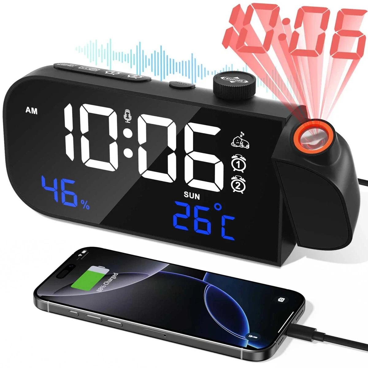 

Цифровые проекционные часы ABS Метеостанция Часы Проекционный будильник Проекция для кабинета Домашняя спальня