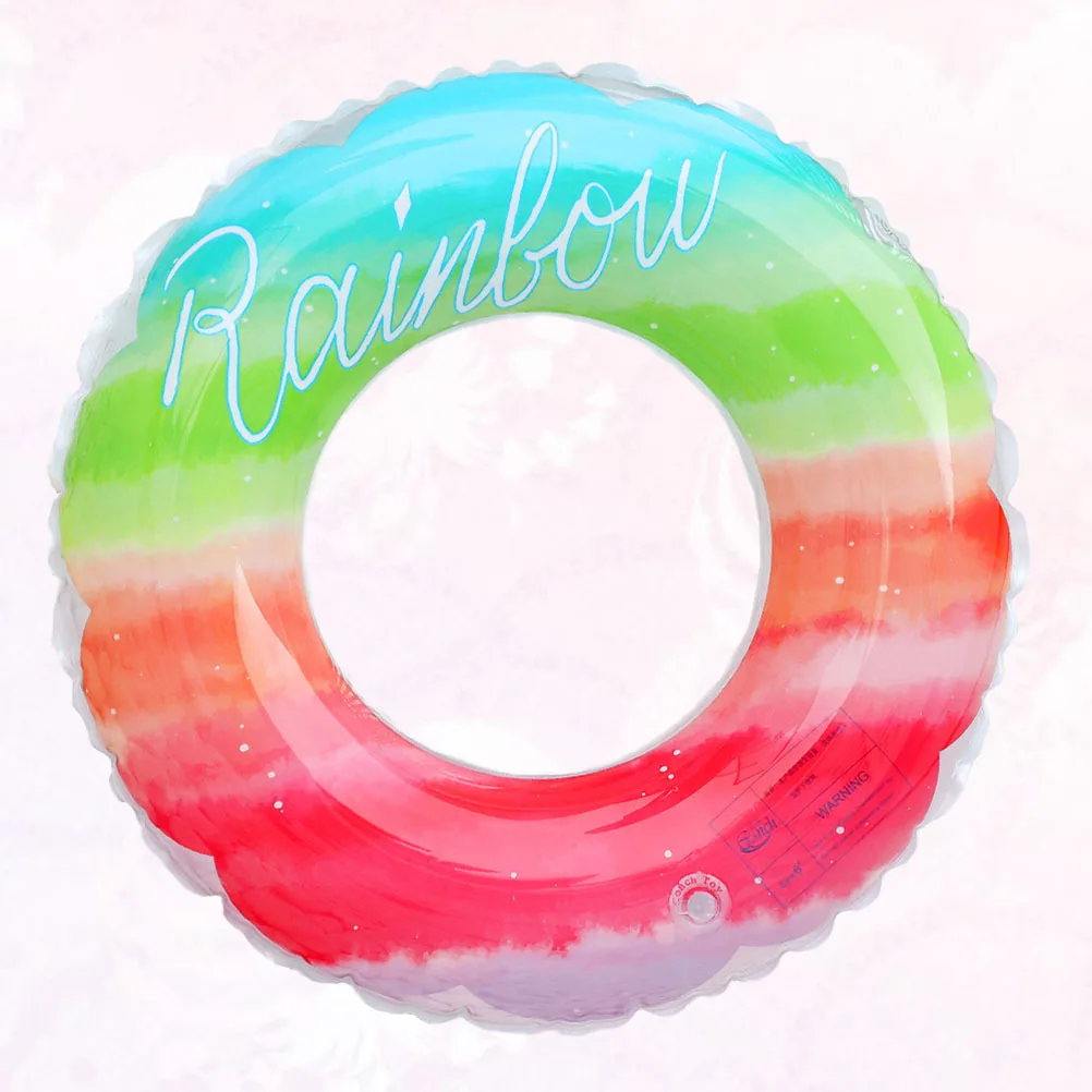 

Rainbow Swimming For Adults Inflatable Float Ring Durable Pool Beach Lake Swim Aid Ring Environmental Friendly Swimming