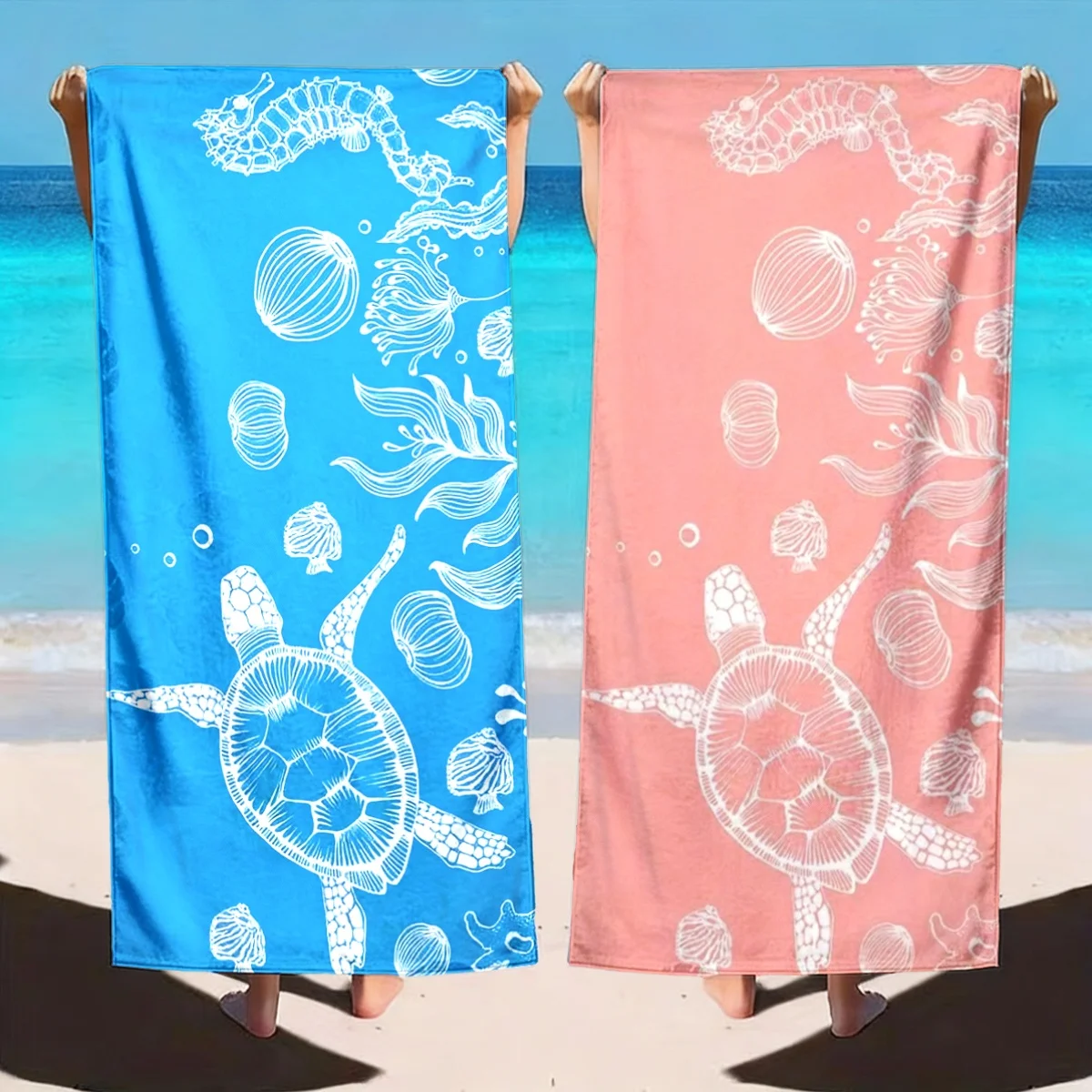 2-piece set Sea Turtle Beach Towels ,Very suitable for swimming, camping and bathing, a must-have for beach vacations.