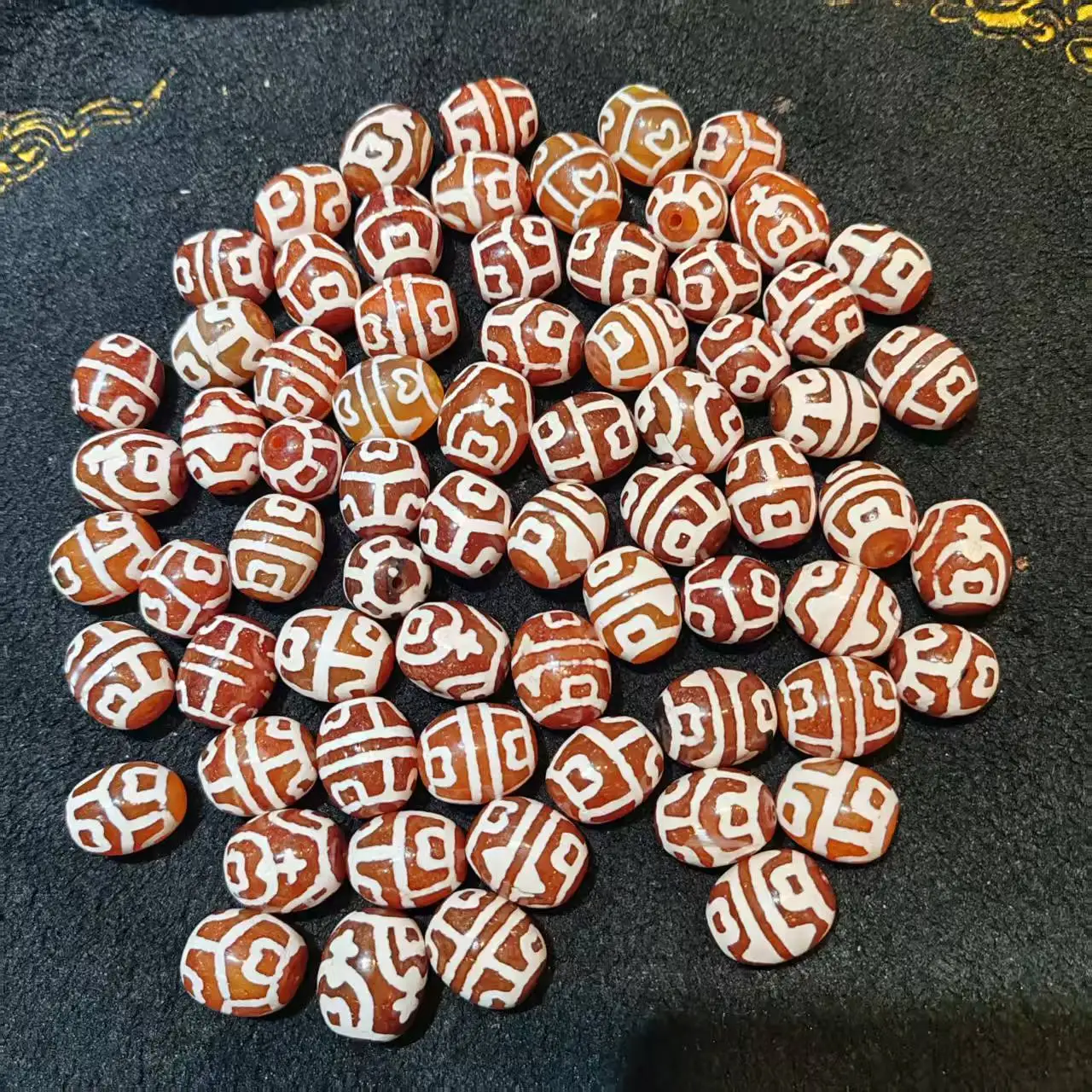 

1pcs/lot Jewelry loose Tibetan Red Meat Dalu dzi beads natural agate charms for jewelry making gift oval ethnic style 19*22㎜