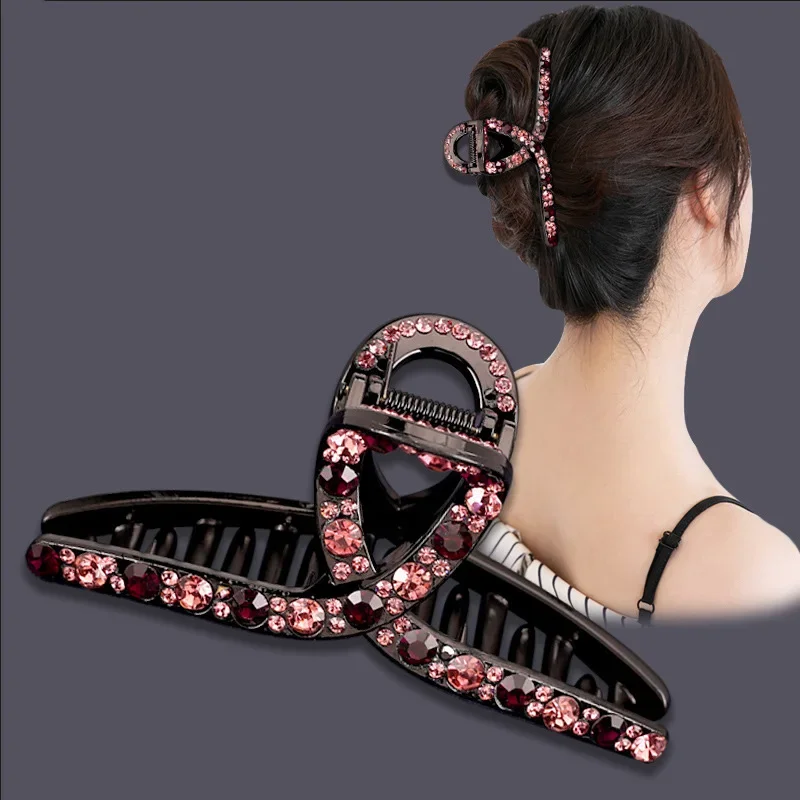 

Multicolour Rhinestone Women Large Hair Claw Headwear Temperament Lady Hanger Shark Clip Lady Fashion Headwear Hair Accessory