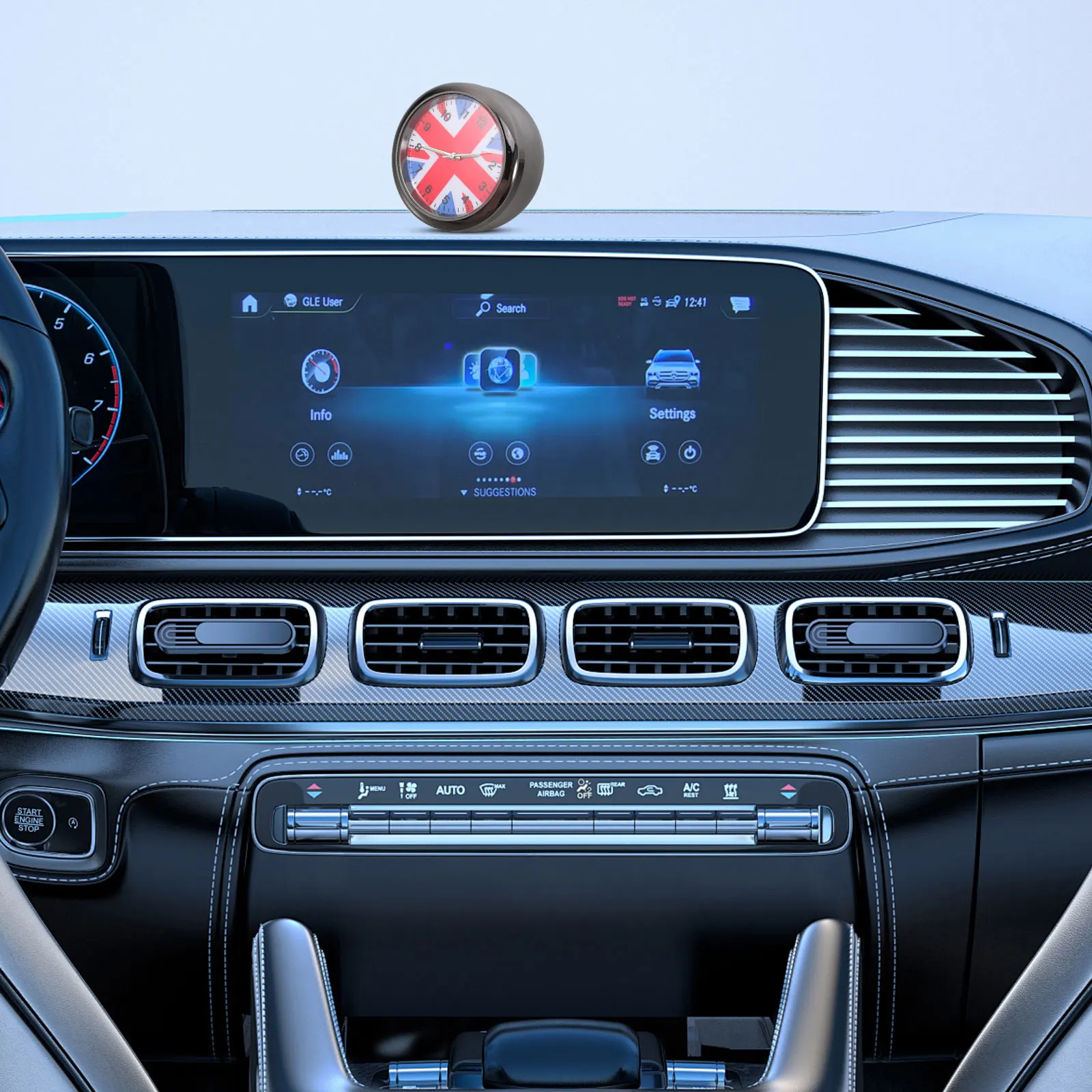 صغيرة مضيئة لوحة سيارة على مدار الساعة عصا على تنفيس كليب الكوارتز التناظرية ساعة للسيارات قوارب الدراجات ديكور المنزل تصميم العلم المملكة المتحدة