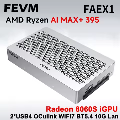 FEVM FAEX1 AMD Ryzen Al Max+ 395 MINI PC Radeon 8060S LPDDR5X 128GB 3*M.2 SSD WIIF7 BT5.4 10G Lan 2*USB4 Oculink Gaming Computer