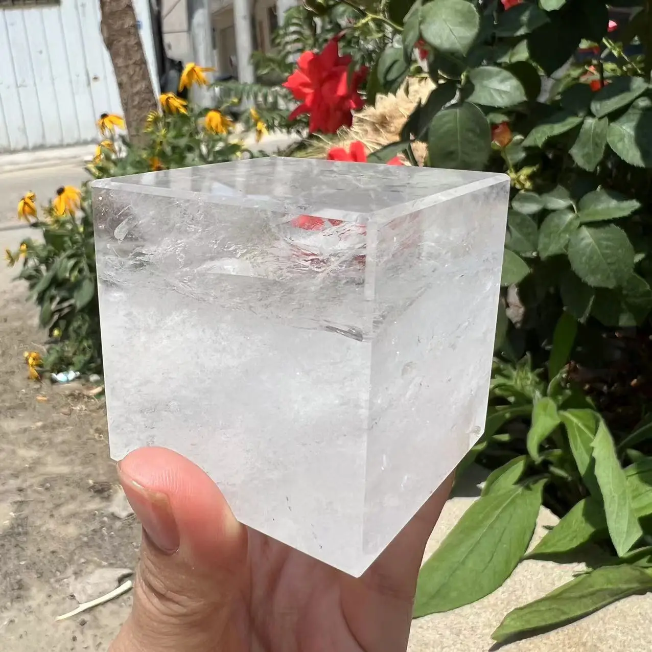 Natural Crystal white clear Square Shape, Home Spiritual Healing Stone