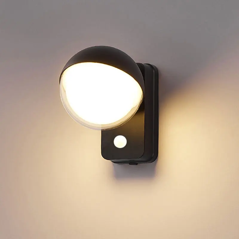 Outdoor Waterproof Minimalist Style 360 Degree Rotating Luminous Human Body Sensing Wall Lamp