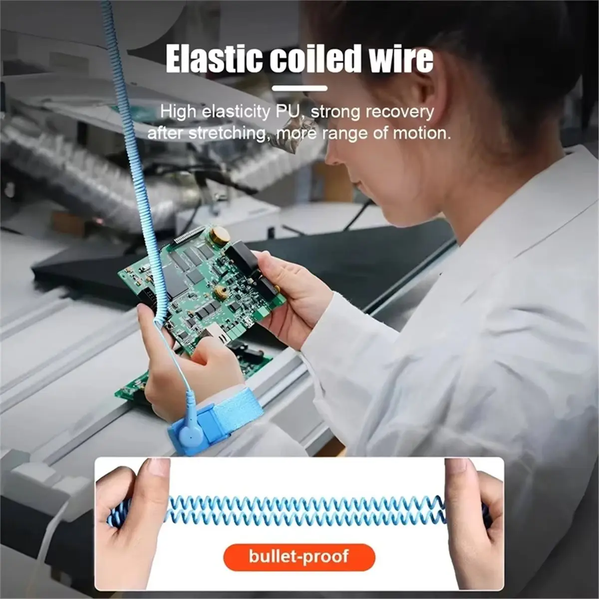 PHONE&GEAR Anti Static Bracelet Electrostatic Cordless Wireless Adjustable ESD Discharge Cable Wrist Band Strap Hand with Spare