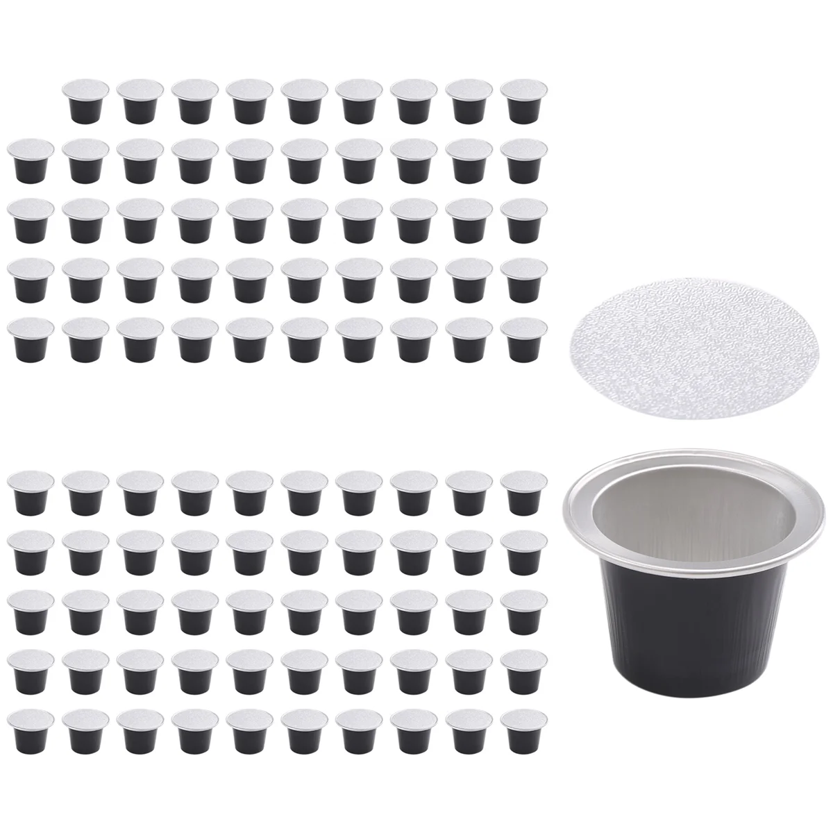 100 Sets Refillable Coffee Capsule Cup Disposable Nespresso Pod for Nescafe Automatic Coffee Machine Food Package Cafe Supplies