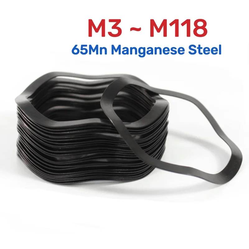 Black M3 ~ M118 65Mn Manganese Steel Three Wave Crest Gasket Spring Gasket Elastic Washer