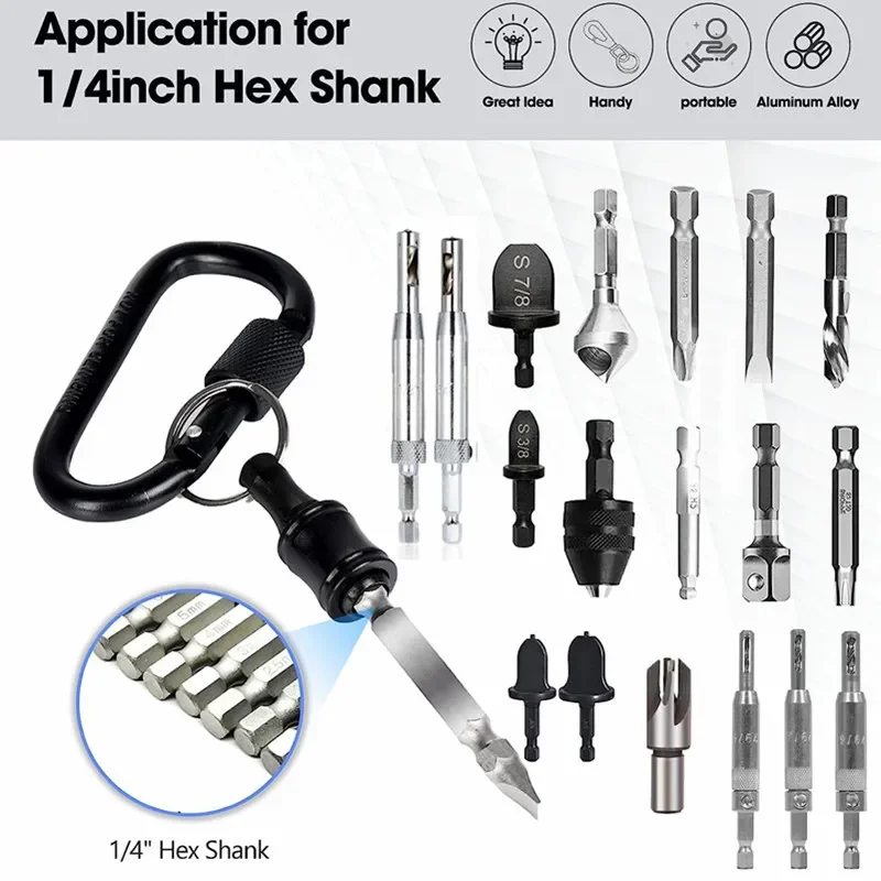 24 PCS 1/4 Inch Bit Holder Keychain Hex Screwdriver Bits Holder Extension Bar Change Portable Screw Bit Holder for Most Electric