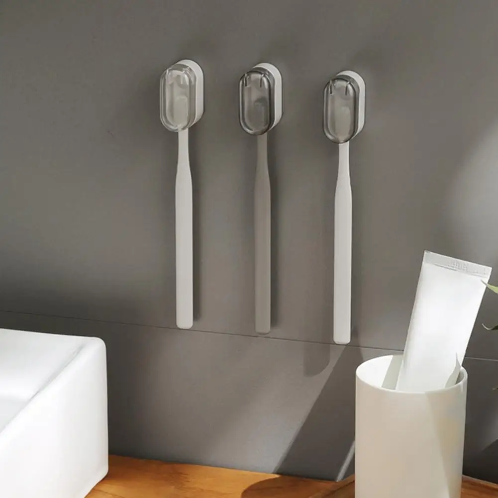 Electric Toothbrush Holder Wall Mount Toothbrush Holder with Cover Waterproof Dust-proof Bathroom Organizer Rack No Drill