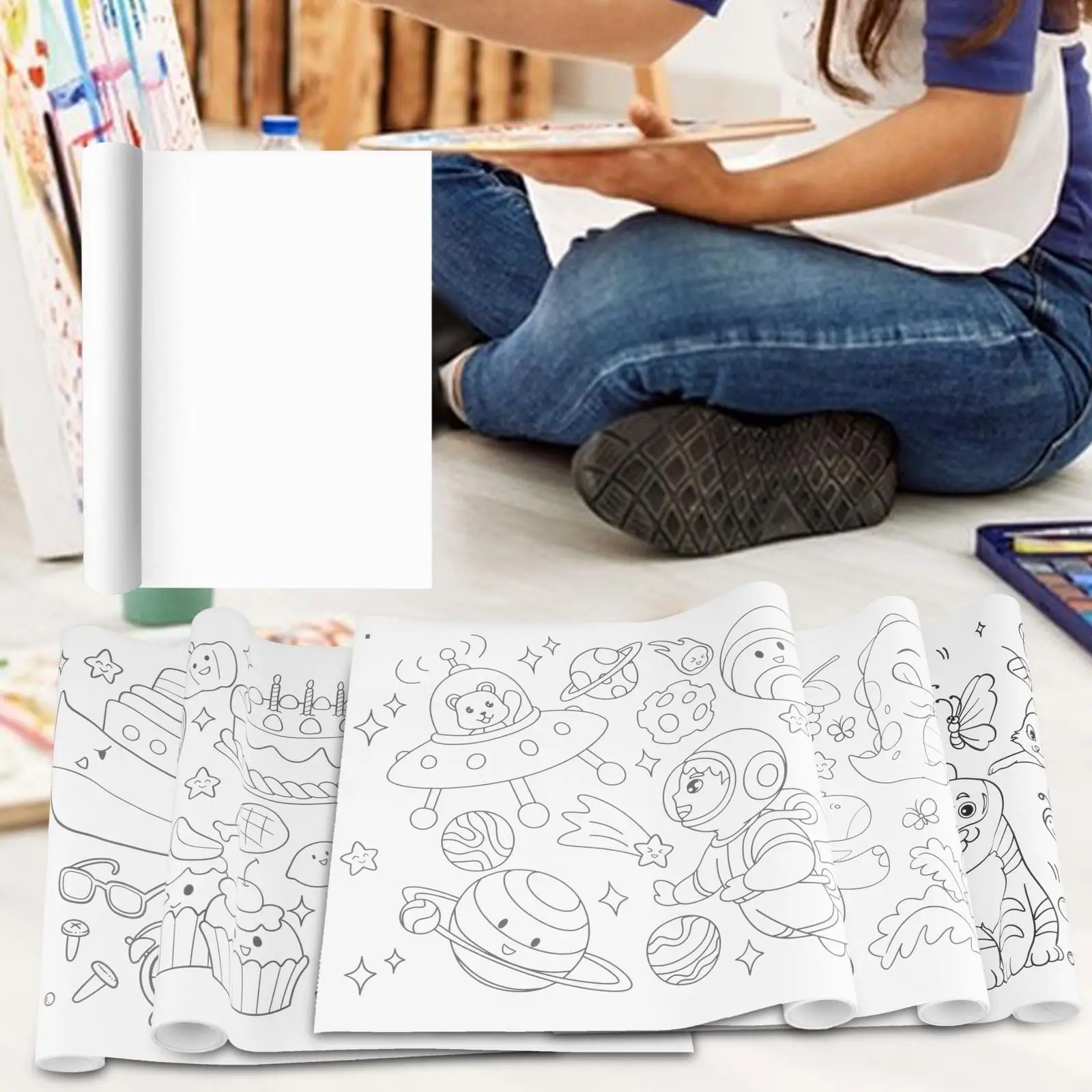 

Drawing Paper Roll for Children Painting Color Filling Paper Art Paper Roll for Imagination Group Activities