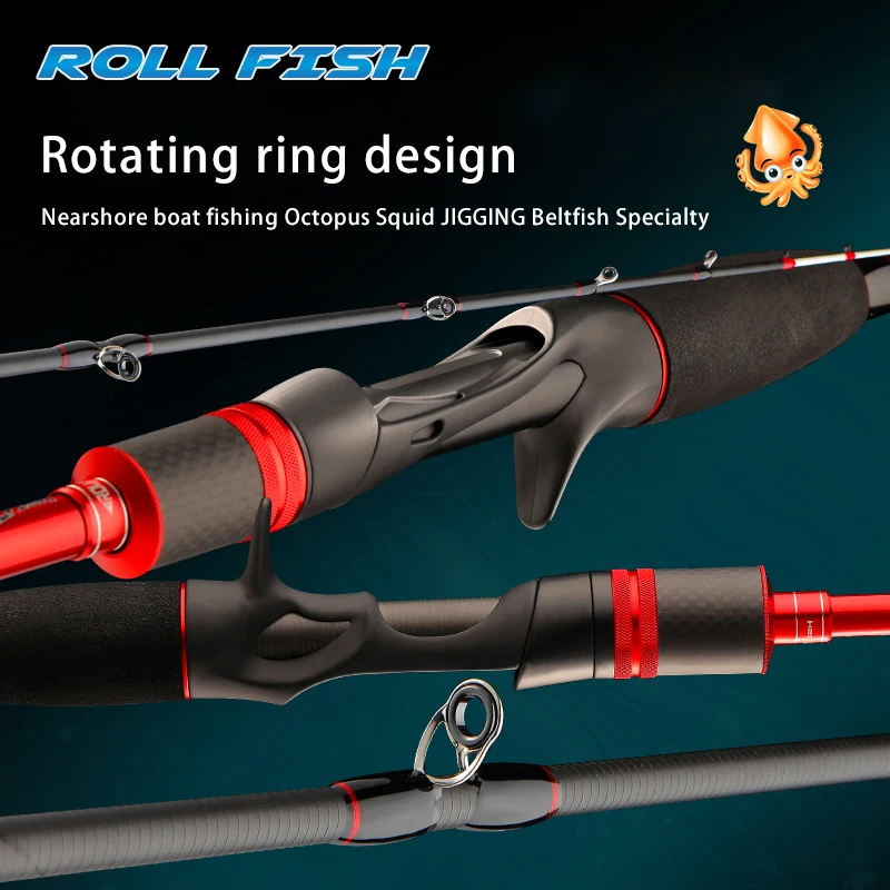 

ROLLFISH 2 м сплошной наконечник осьминог кальмар каратл удочка из углеродного волокна морская лодка свет джиггинг действие 7:3 включает сумку для удочки
