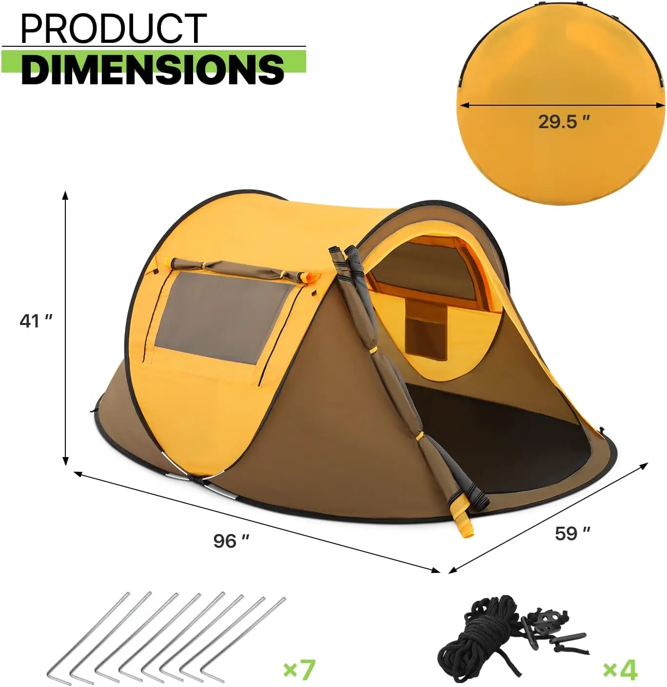 Pop-up Tent and Automatic Instant Portable Camping 2 Person Ultralight Tent with 2 Doors