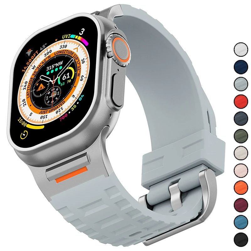 

Sport Band for Apple Watch Ultra 3/2 49mm S11 10 9 8 7 46 45mm Soft Silicone Bracelet for iWatch6 5 4 se 44mm 42mm Correa Strap