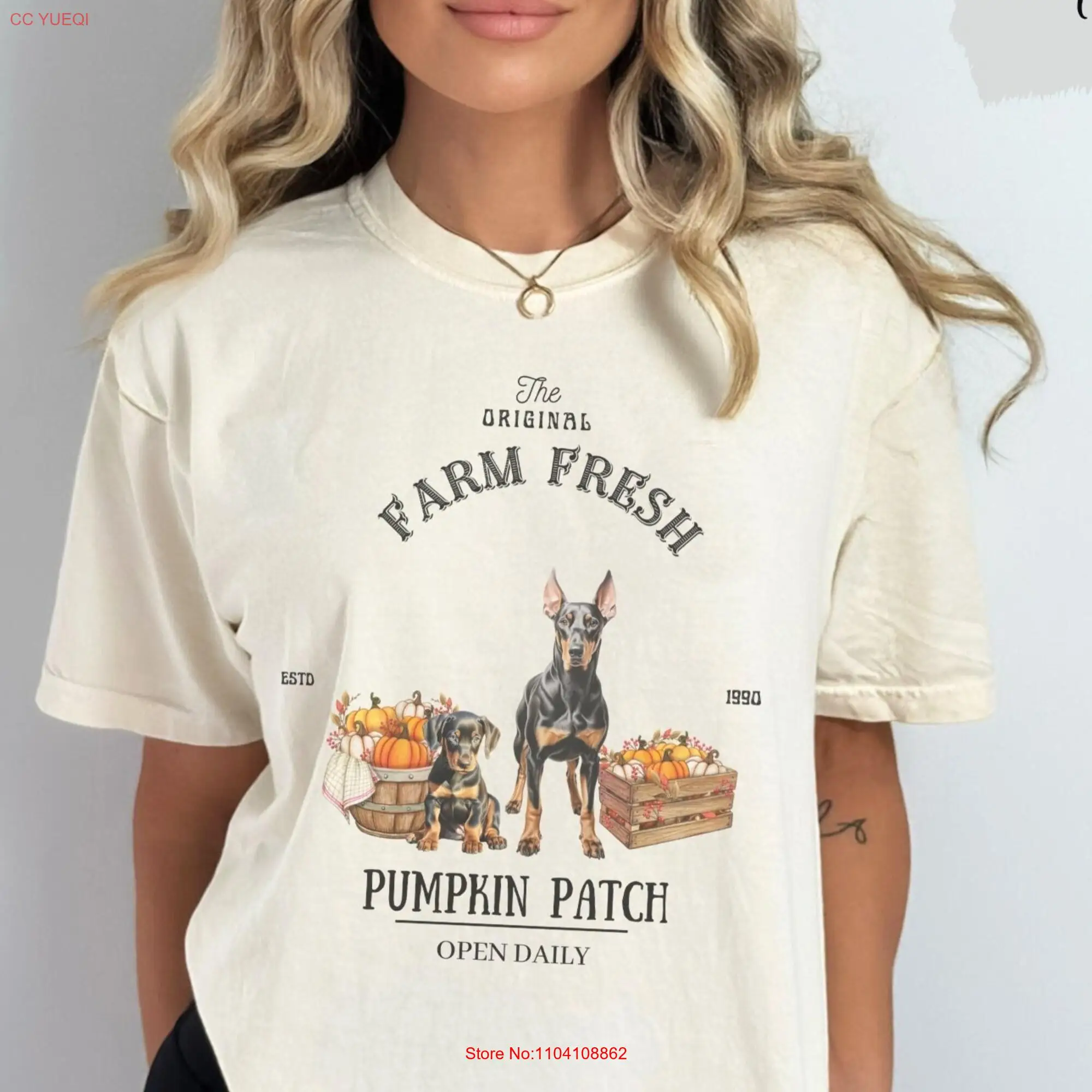 Pumpkin patch Doberman shirt T gifts mom owner long or short sleeves