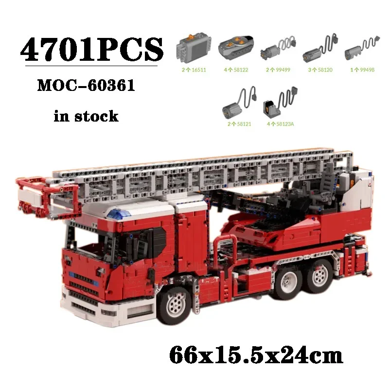 

New MOC-60361 Fire Truck, Truck Rescue Vehicle 1:16.5 Building Block Model 4701PCS Children's Birthday Puzzle Toy Christmas Gift