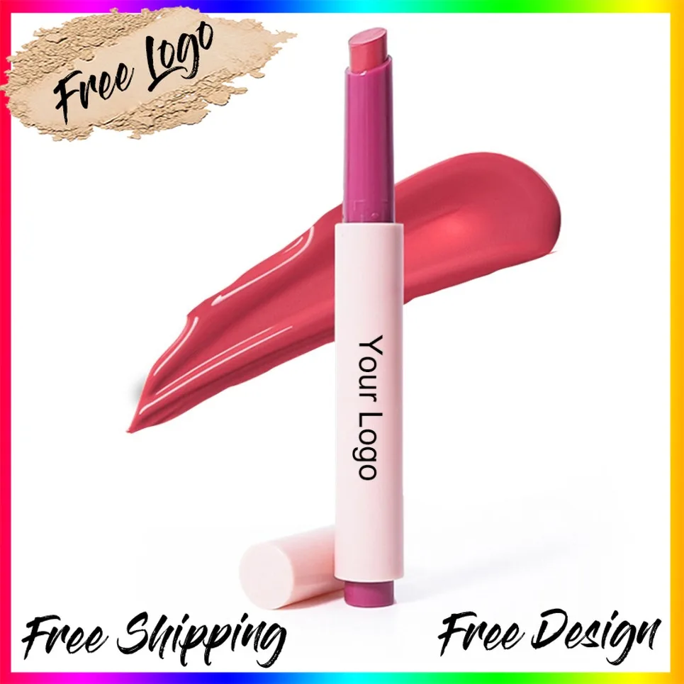 Pink Tube Lipstick Pen Private Label Press Type Glossy Lip Glaze Water Shine Lip Tint Custom Logo Vegan Wholesale Makeup