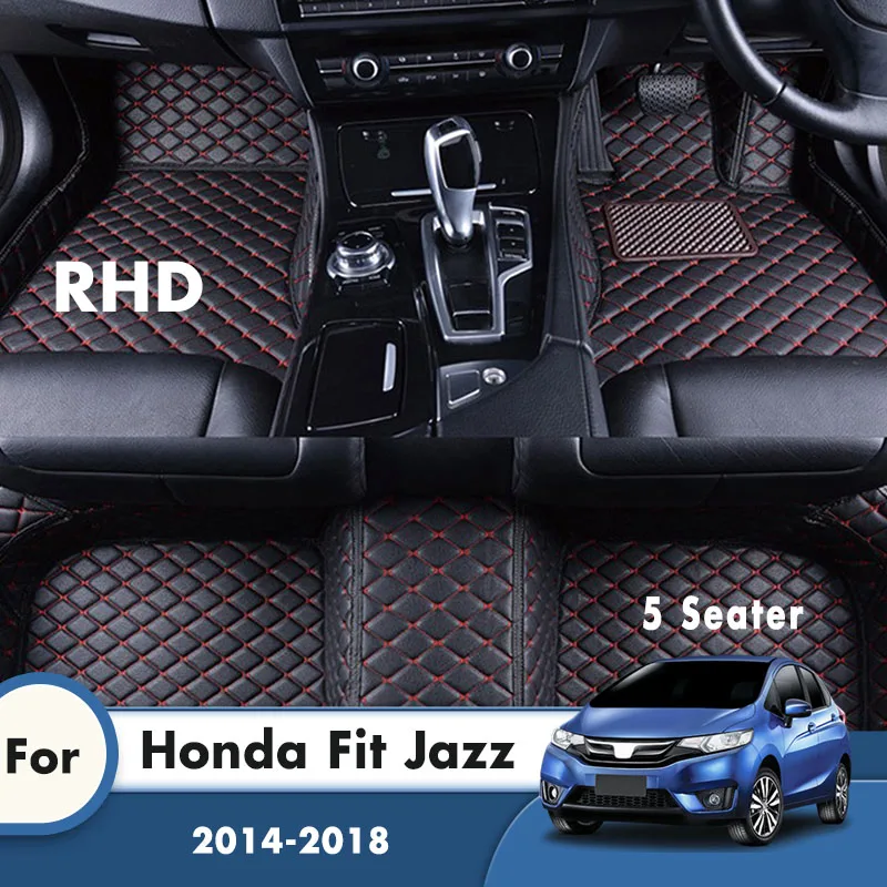 

RHD Car Floor Mats For Honda Fit Jazz 5 Seater 2014 2015 2016 2017 2018 2017 2016 2015 2014 Carpet Auto Interior Accessories