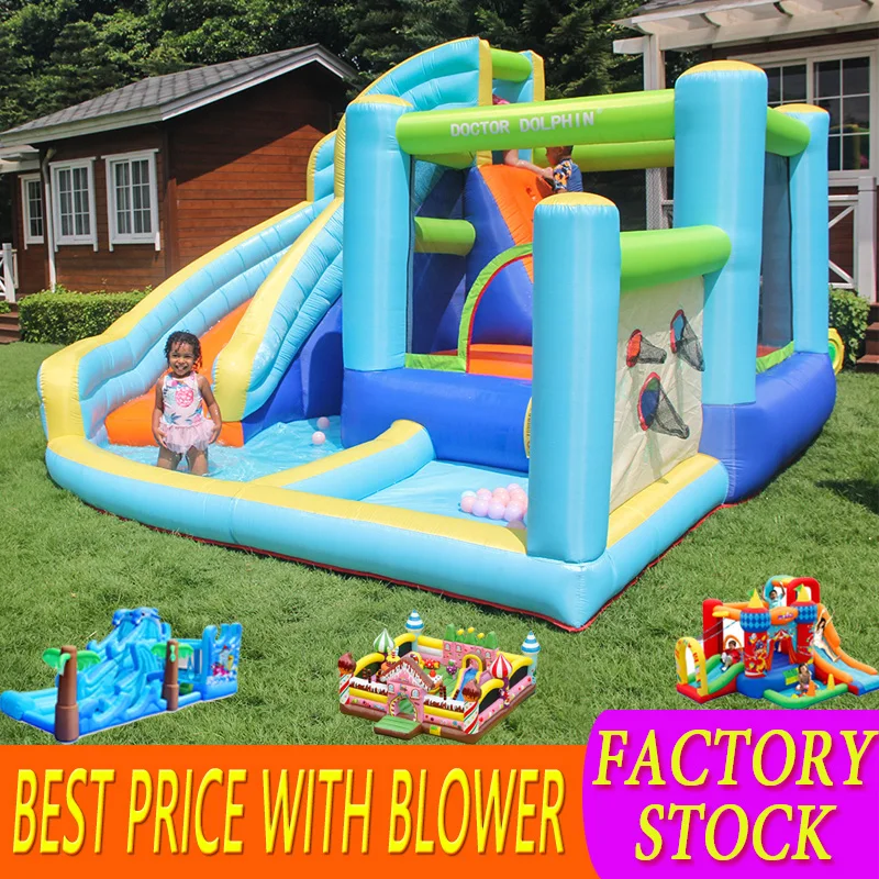 Doctor Dolphin Inflatable Bouncer Jumping Castle For Kids Jump House Water Slide Children Bouncy Castles Bounce House For Sale