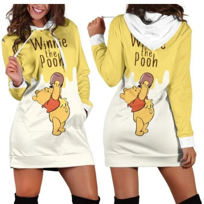 Winnie The Pooh Hoodie Dress Sweater Dress Sweatshirt Dress 3d All Over Print For Women Hoodie