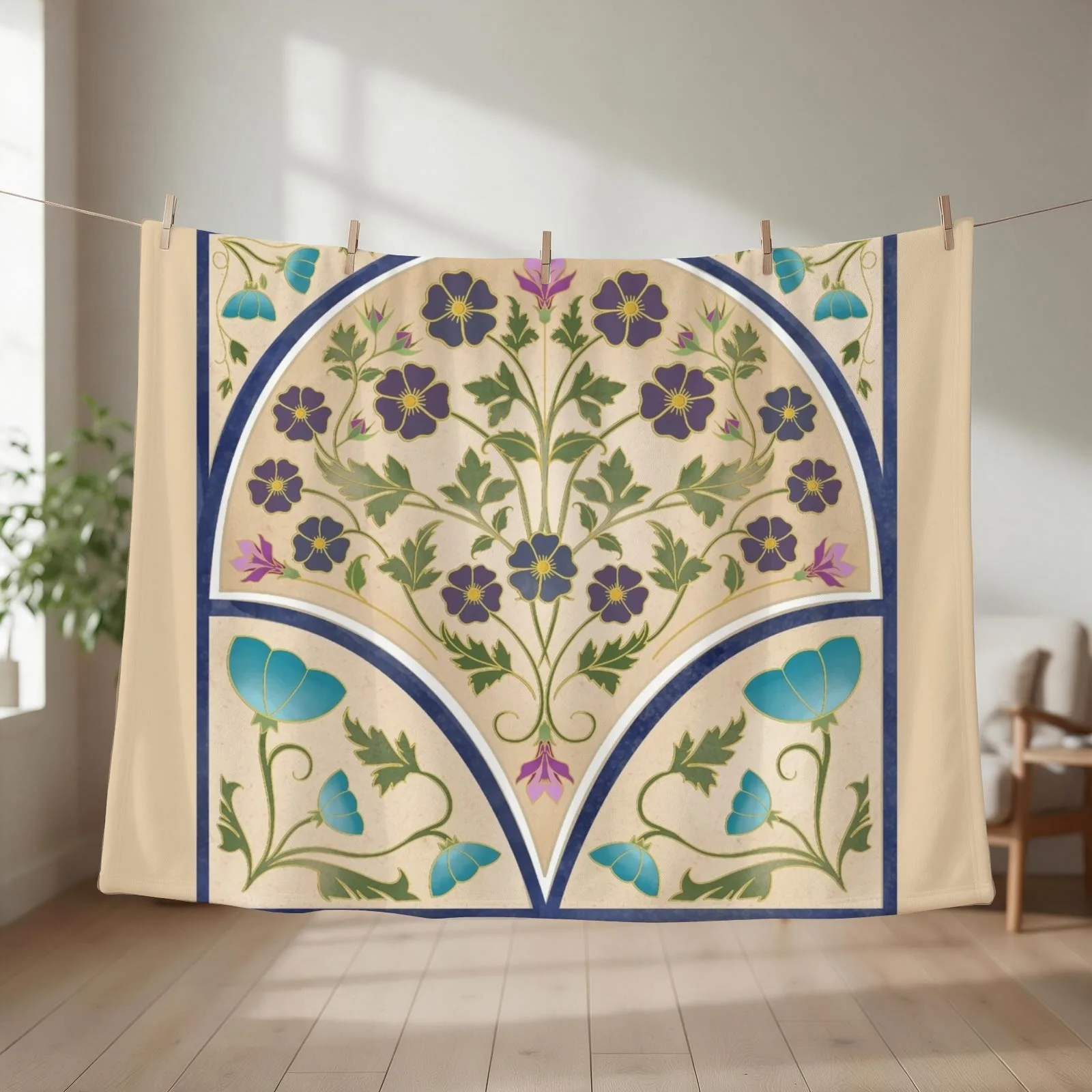 Art Nouveau Morning Glory Garden Throw Blanket Polar Extra Large Throw Baby Plaid Blankets