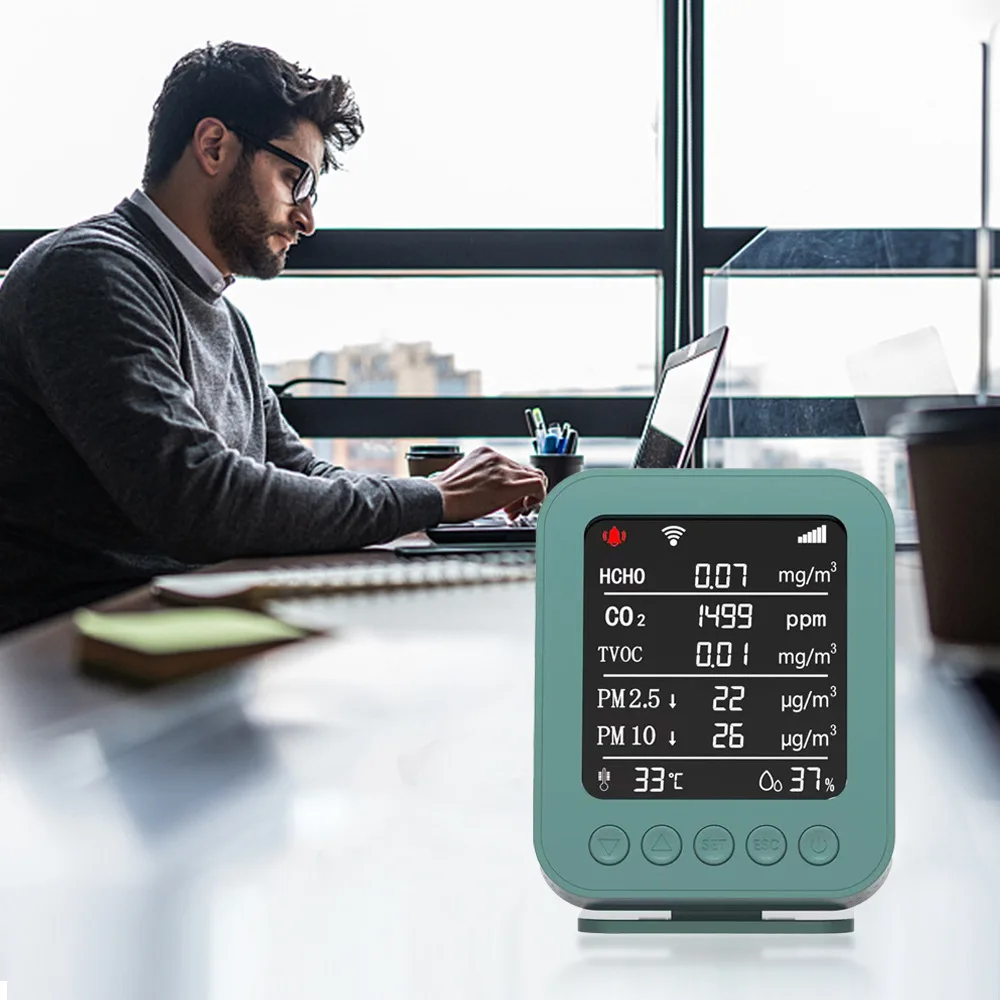 Smart  Temperature Detector Gas DetectorCO Meter Air Quality Monitor Carbon Dioxide  Detector for HCHO TVOC CO Humidity Indoor