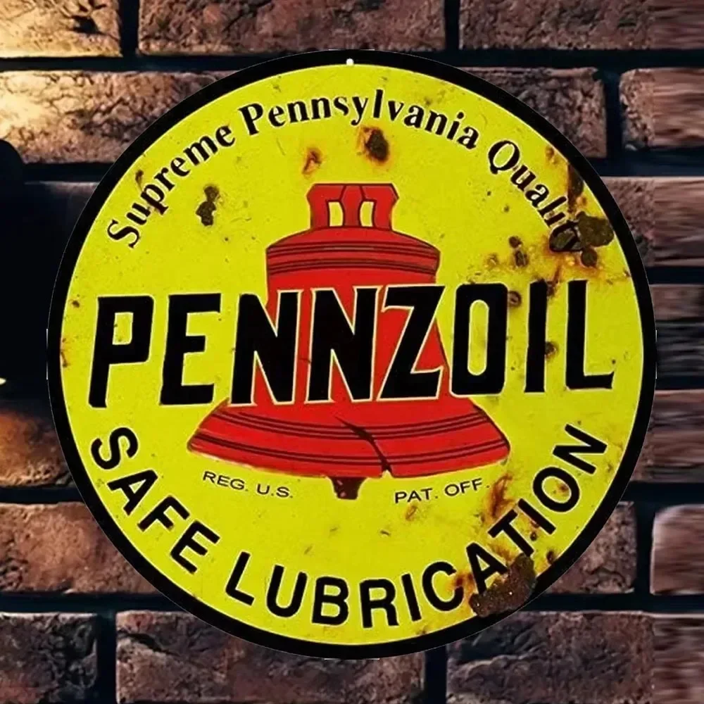 Vintage Pennzoil-Schild: Rundes Metallposter für Heimdekoration, Bauernhaus-Dekoration, Vintage-Dekor, Raumdekoration