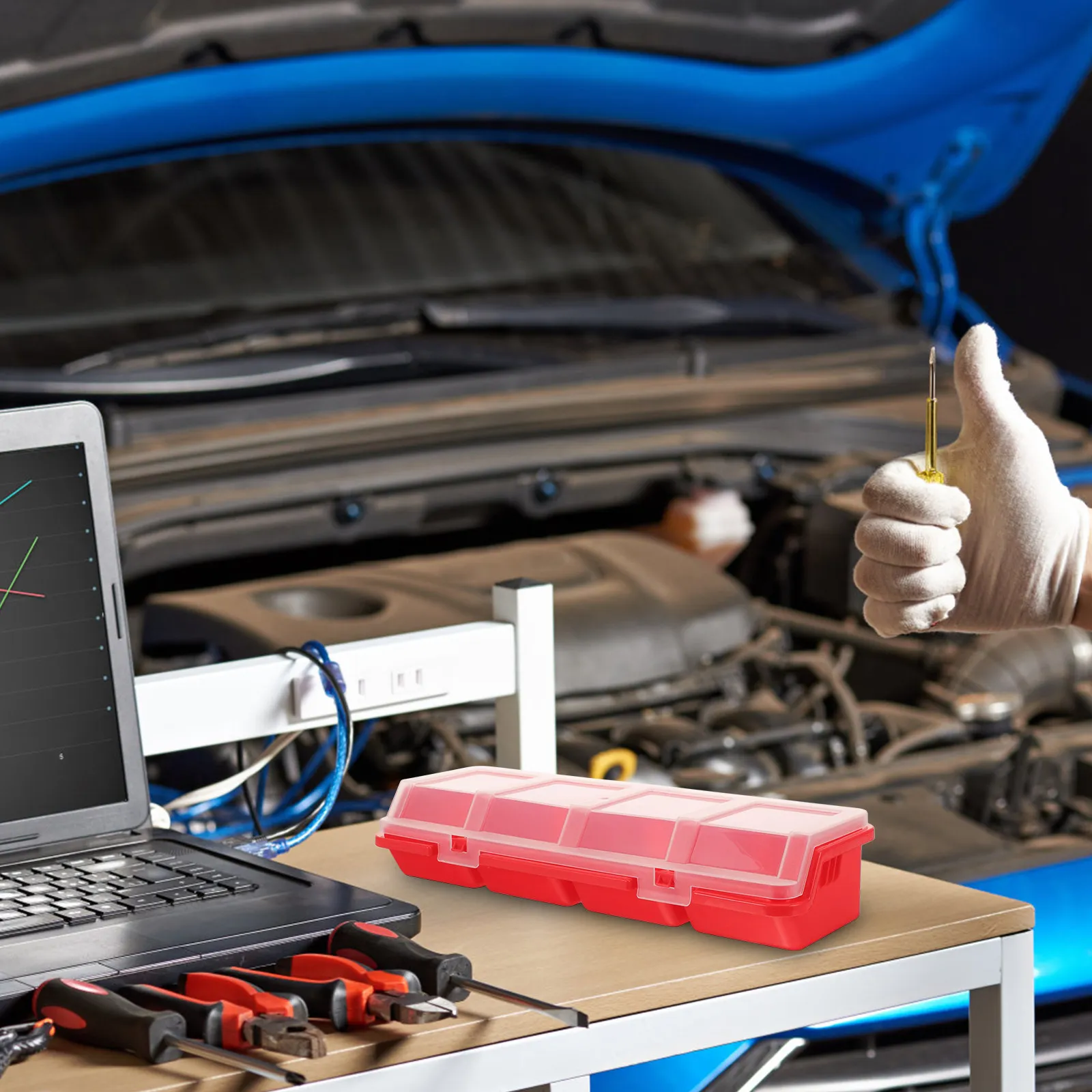 

Пластиковый ящик для инструментов с отделениями, органайзер для бусин, для изготовления украшений, DIY-проектов, хранения мелких деталей для мастерской