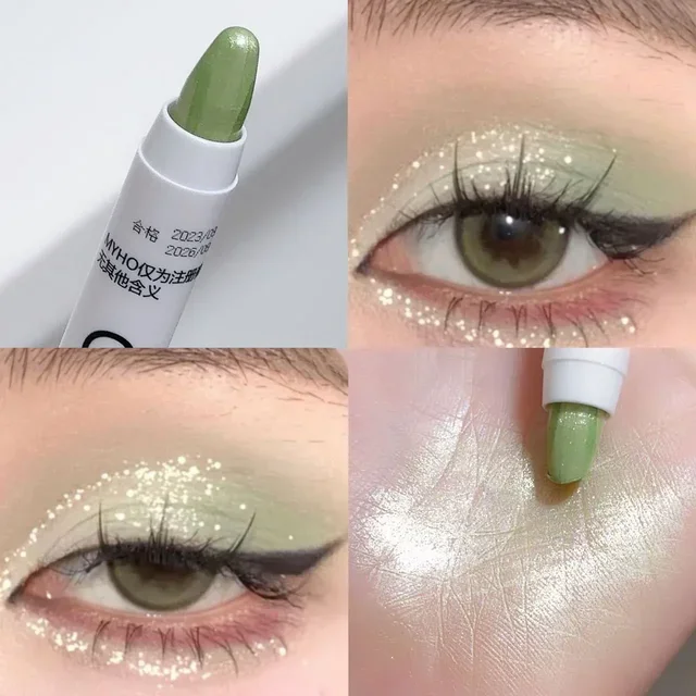 Glitzer-Textmarker, Perlglanz, liegender Seidenraupenstift, wasserfest, langlebig, aufhellende Augen, Stick, Weiß, Silber, Augen-Make-up