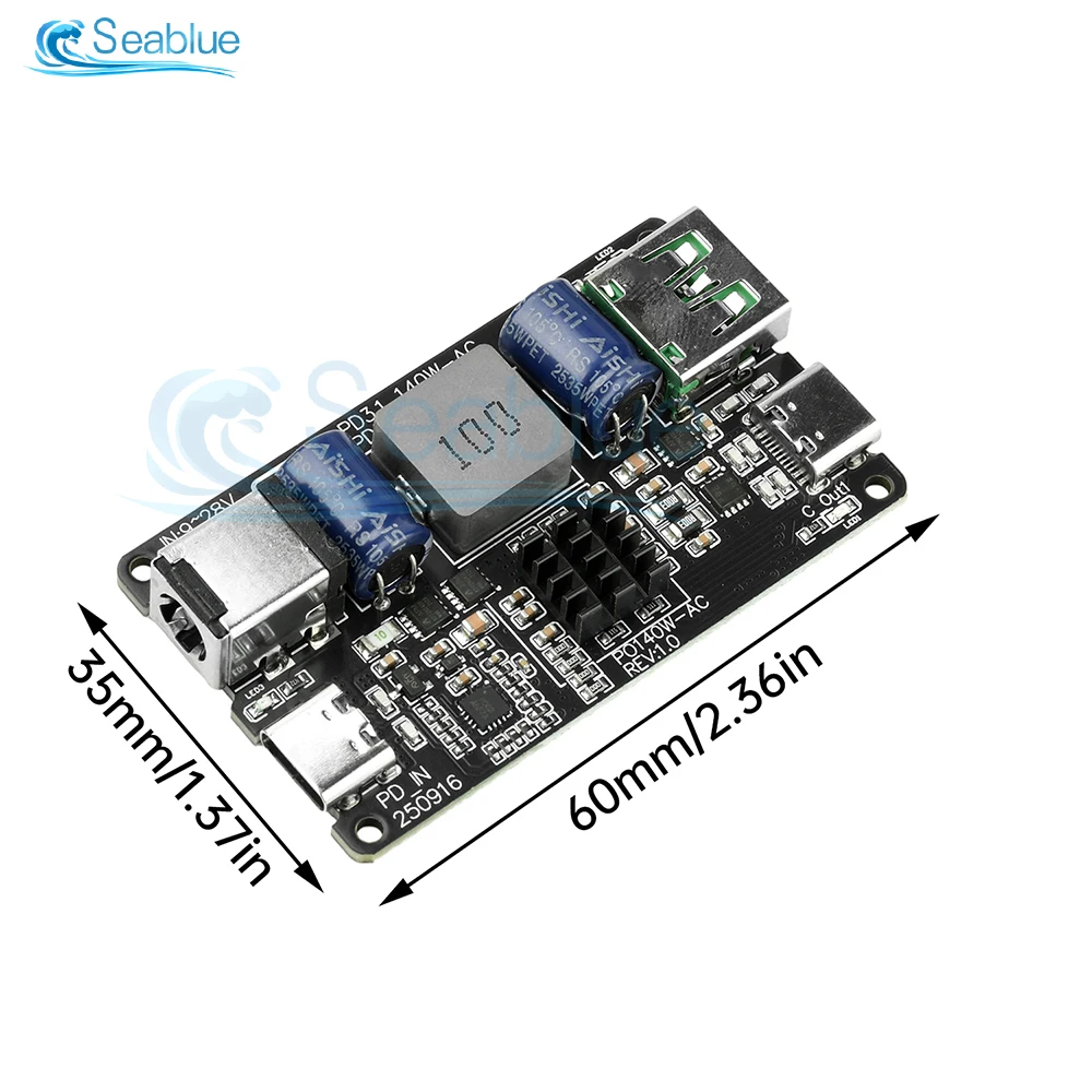 وحدة شحن سريعة PD140W من النوع C USB 2 منافذ مع بروتوكولات شاحن سريع PD/QC/AFC/FCP/SCP تدعم الشحن متعدد الأجهزة