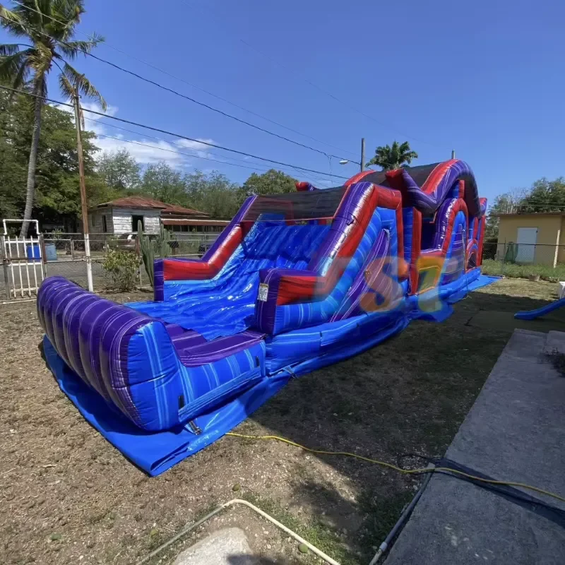 Giant Playgrounds Inflatable Jumping Castle Fun Run Obstacle Course With Slide Obstacle Water Slide with Blower