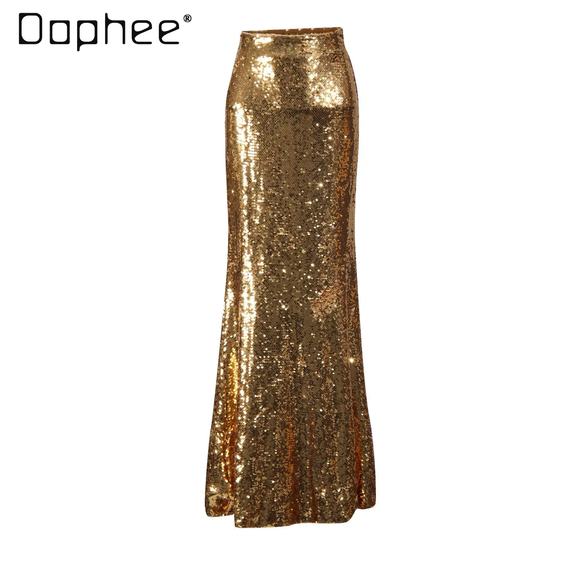 2025 otoño nuevo elegante ligero de lujo adelgazante pesado lentejuelas sirena vestido de mujer de gama alta alta alta sociedad falda de longitud media vestido de noche