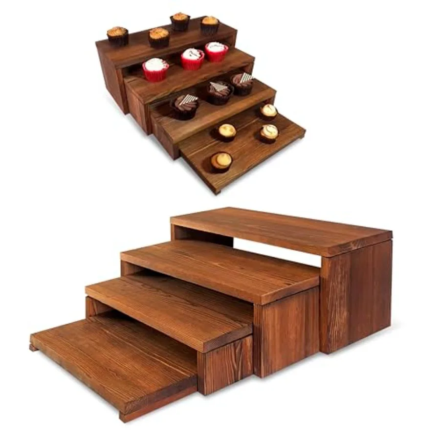 

4-уровневая сверхширокая деревянная подставка Деревянная подставка для настольного дисплея Инструменты не требуется Легко собрать Прочные деревянные подставки для