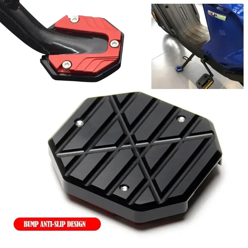 CNC Aluminum Alloy Motorcycle Bike Kickstand Extender Foot Side Stand Extension Pad Support Plate Anti-skid Enlarged Base